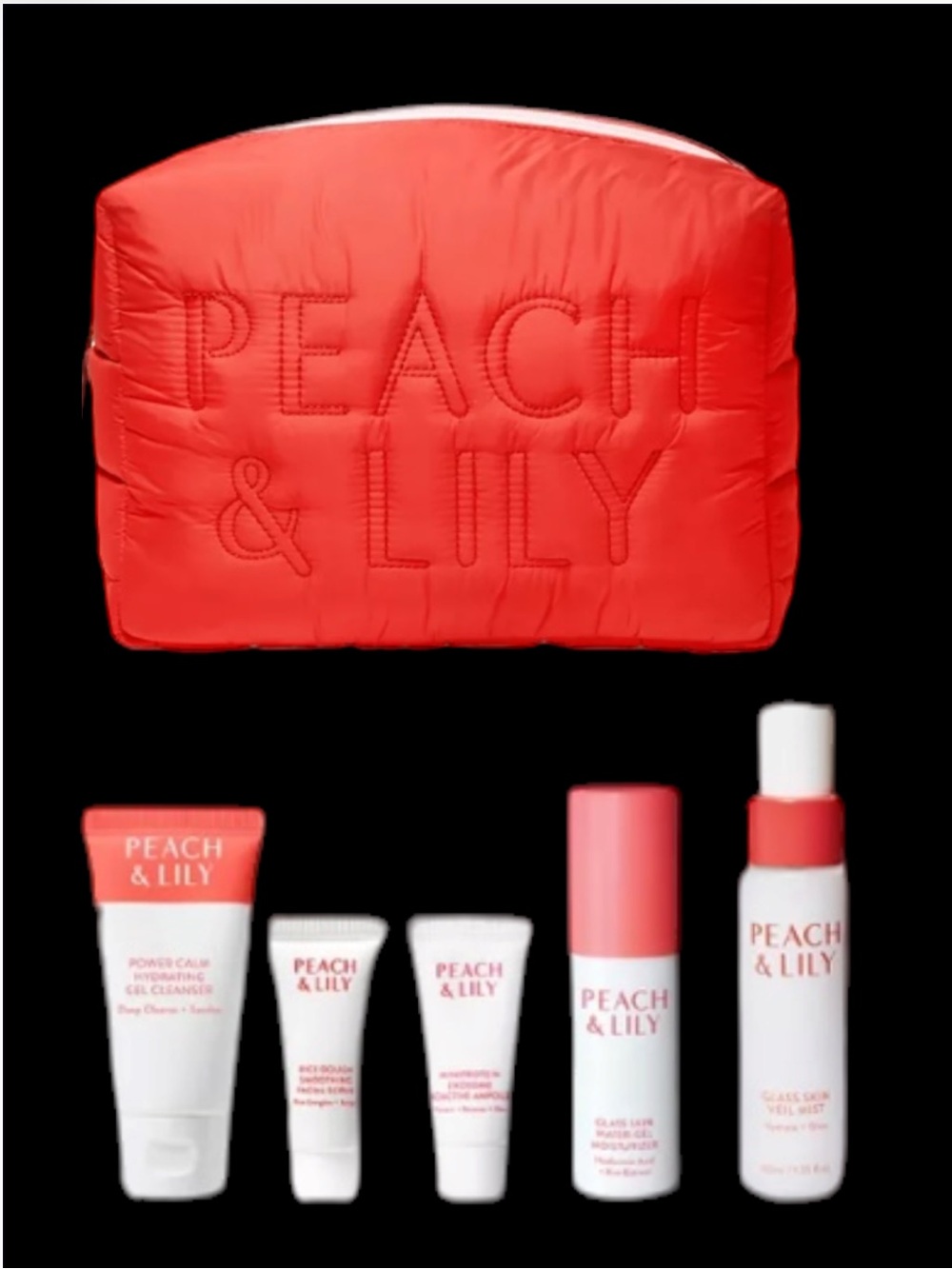 Peach & Lily Skincare set with bag - new